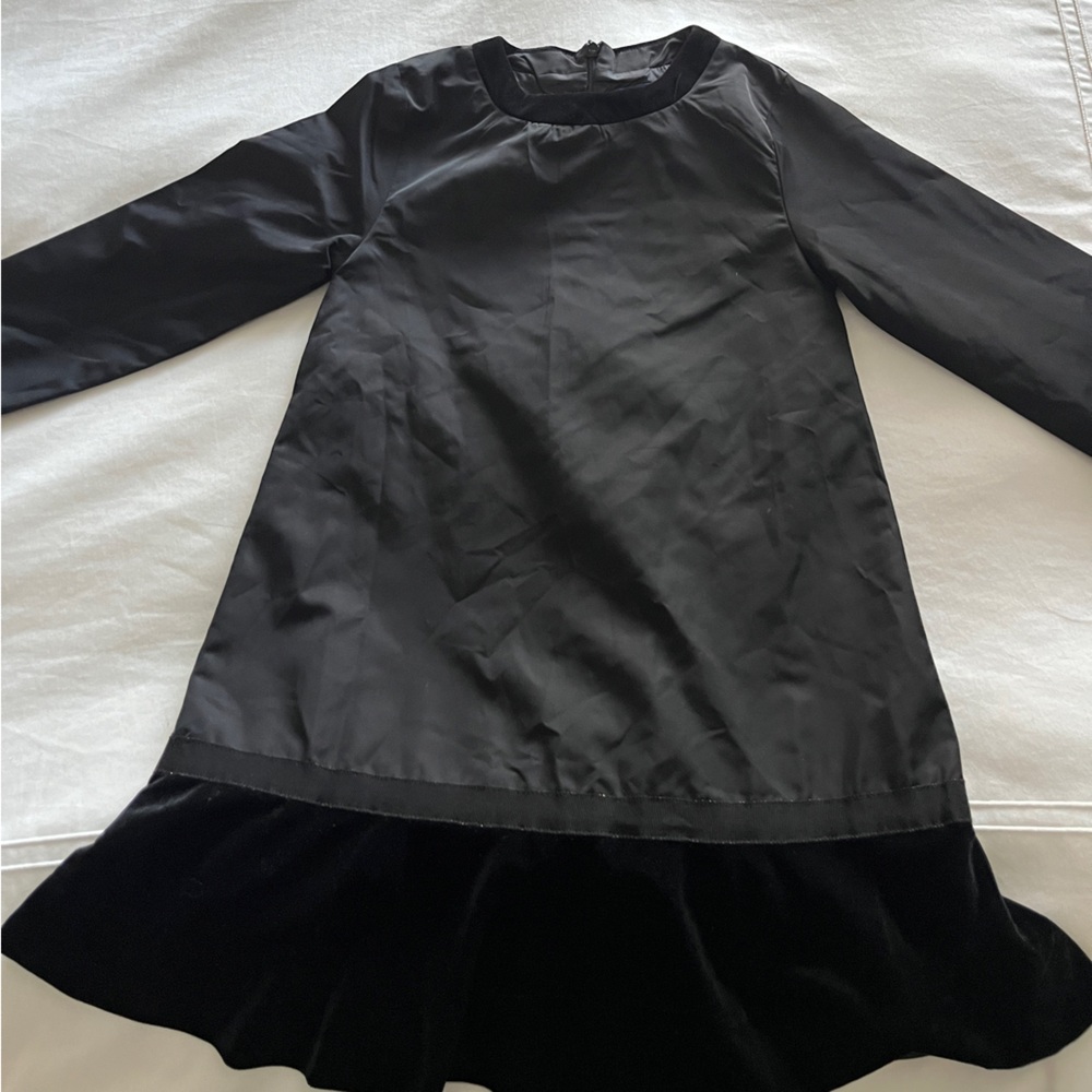 Chic Black Kids Formal Dress with Velvet Trim